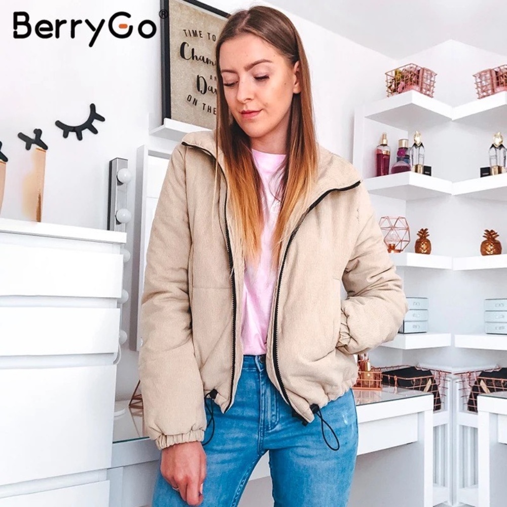 NWT Simplee beige bomber cotton coat - Picture 5 of 7